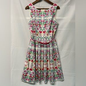 Talbots Floral Kaleidoscope Print Dress With Belt Size 8